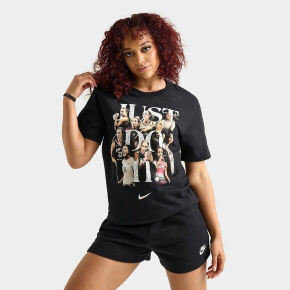 Nike Women's Black Just Do It "So Win" Sportswear Essential Boxy T-Shirt Size S - Picture 1 of 11
